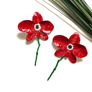 “Red Magnolia” Dangle Earrings