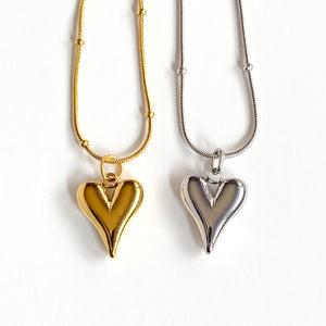 “Elongated” Heart Necklaces