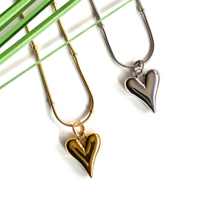 “Elongated” Heart Necklaces