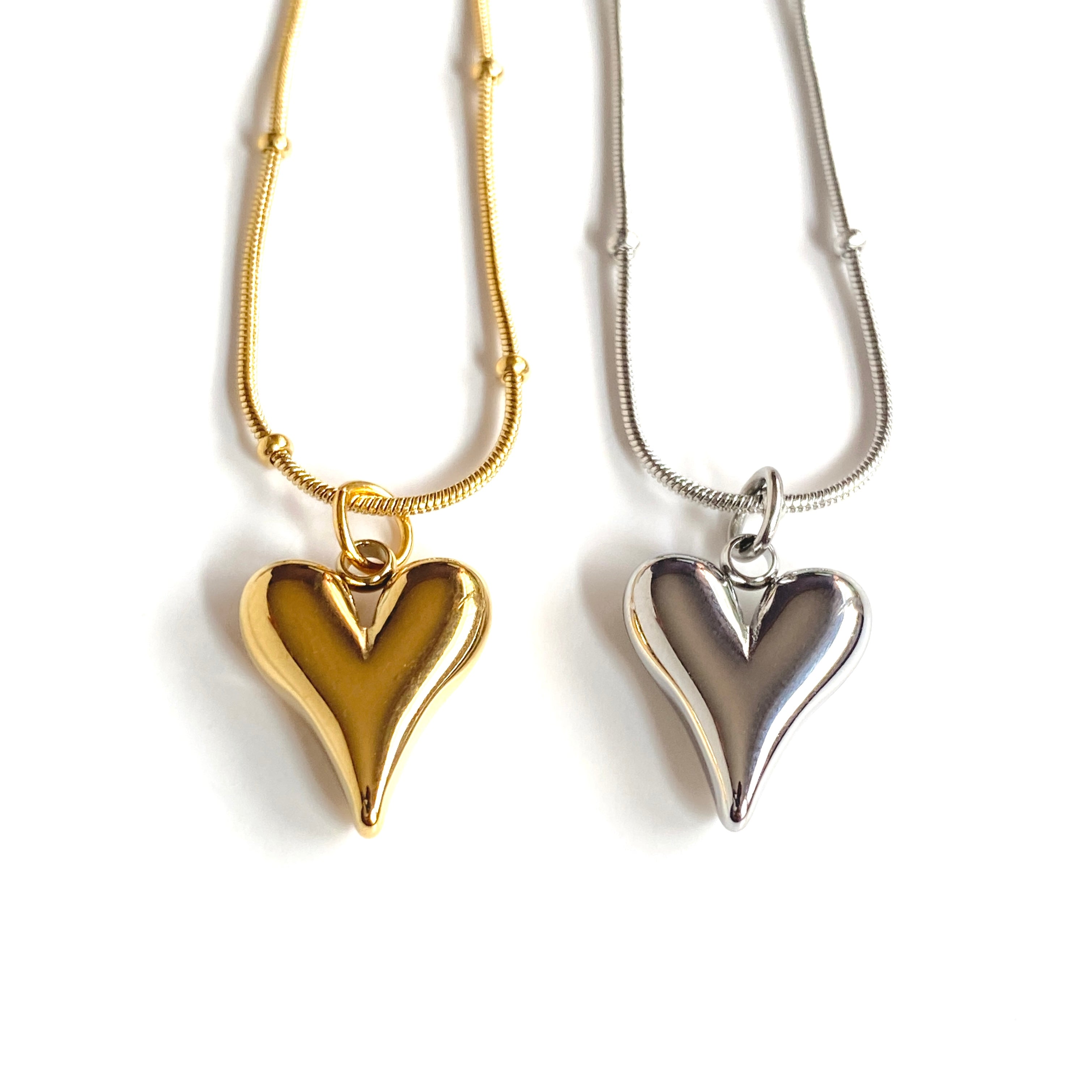 “Elongated” Heart Necklaces