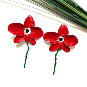 “Red Magnolia” Dangle Earrings