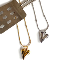“Elongated” Heart Necklaces