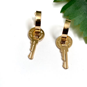 “On Lock” Gold Key Earrings
