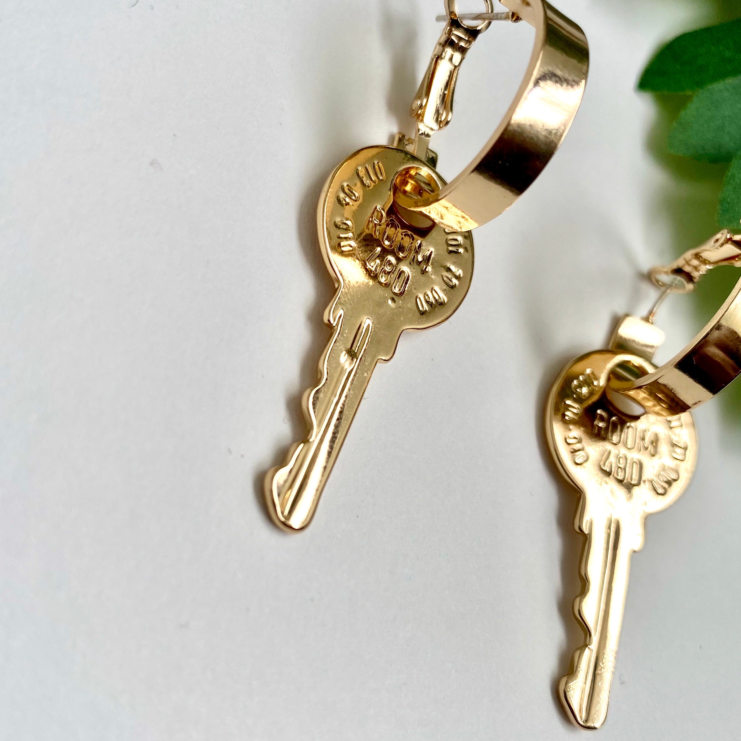 “On Lock” Gold Key Earrings