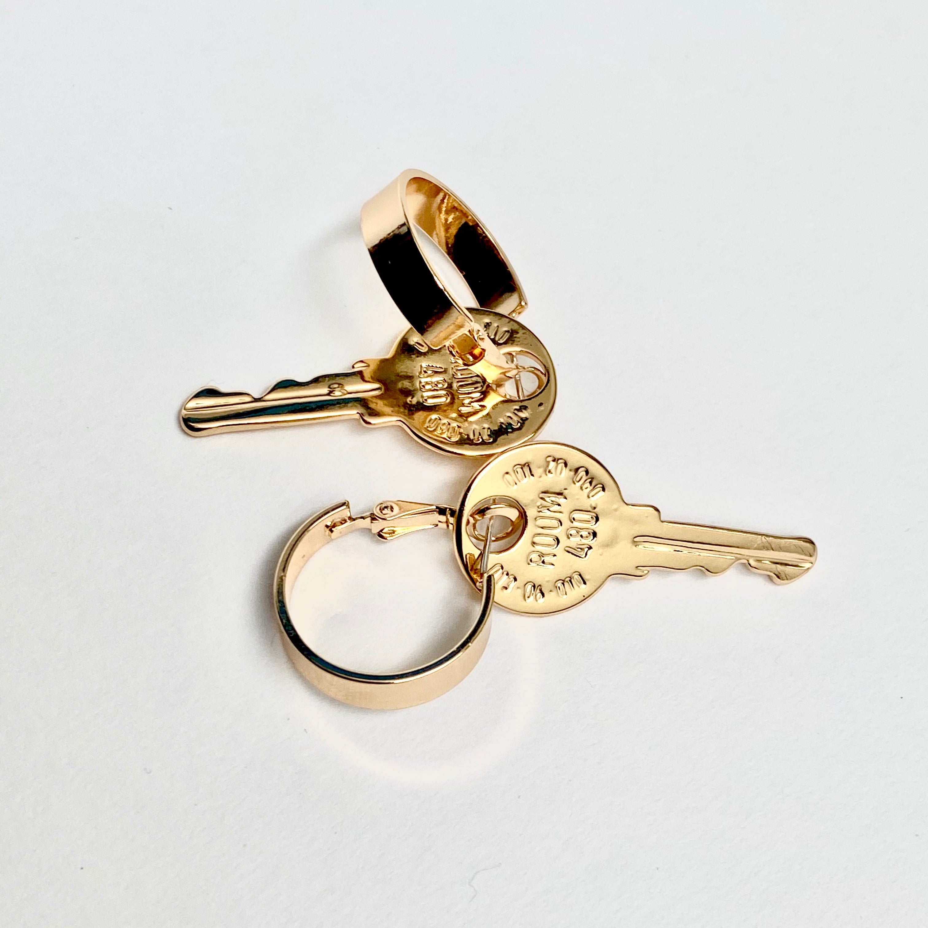 “On Lock” Gold Key Earrings