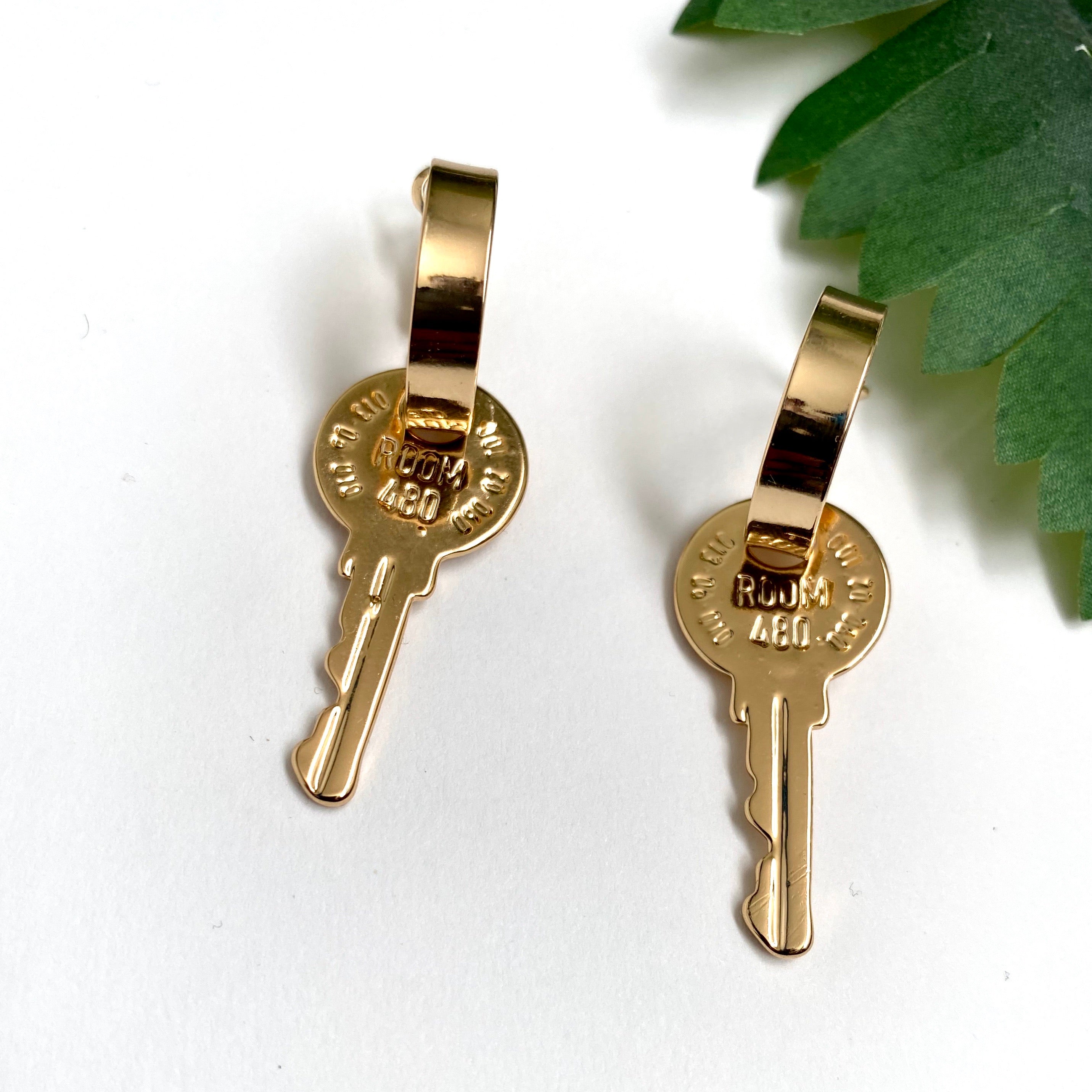 “On Lock” Gold Key Earrings