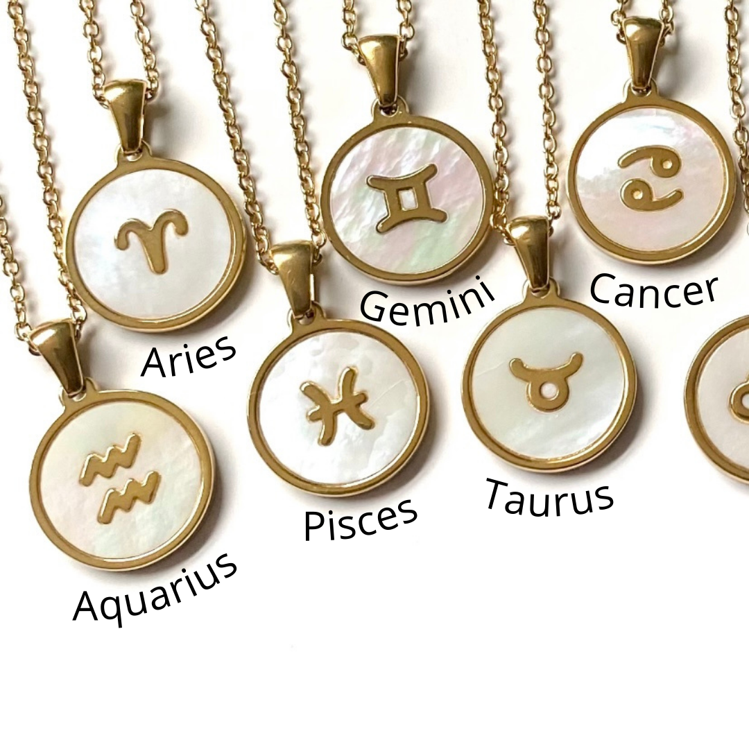 18k Gold Iridescent Zodiac Necklace