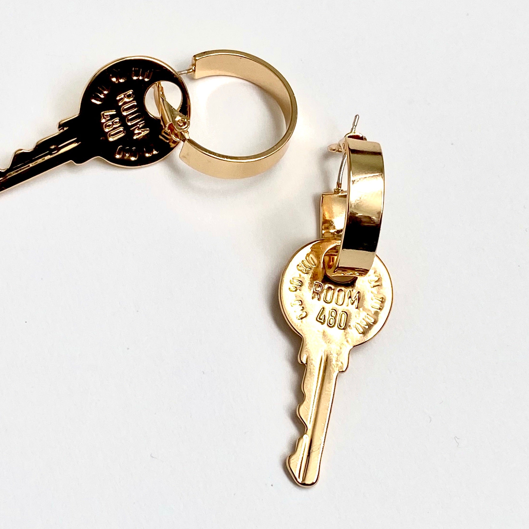 “On Lock” Gold Key Earrings