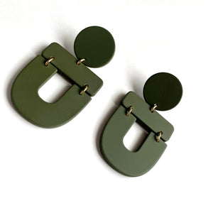 “Soldiers” Army Green Abstract Earrings